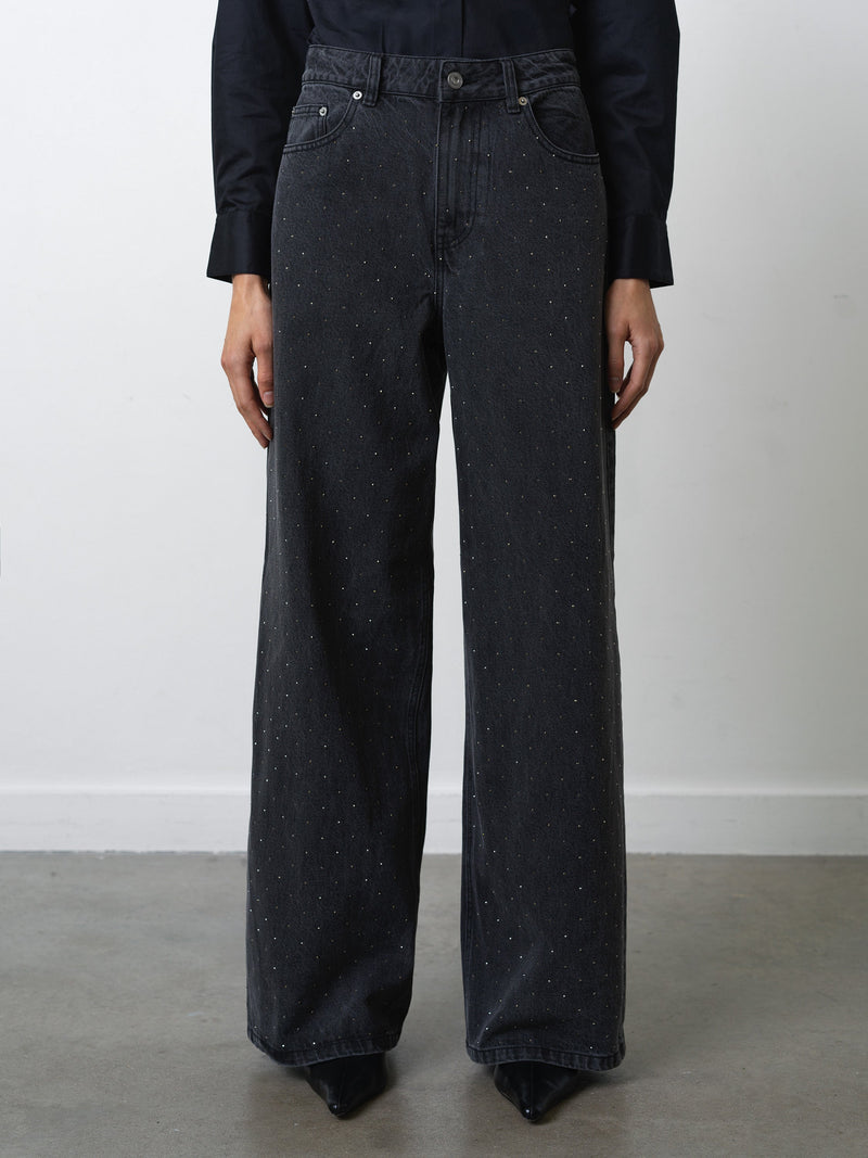 Ralphie Denim Embellished Wide Leg Jeans