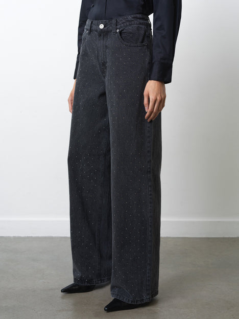 Ralphie Denim Embellished Wide Leg Jeans