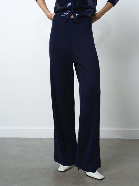 Hannah Knit Sequin Side Panel Wide Leg Trousers