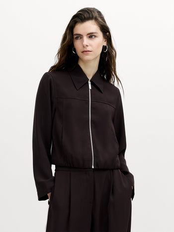 Vinnie Tailored Brown Zip Through Blouson Jacket