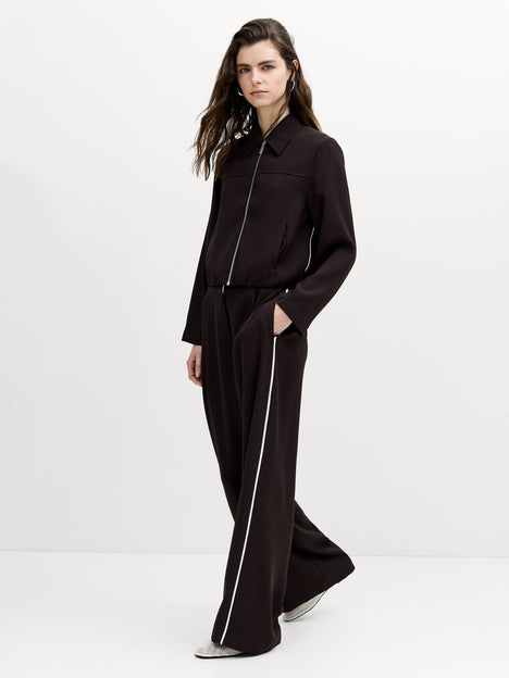 Vinnie Tailored Brown Zip Through Blouson Jacket
