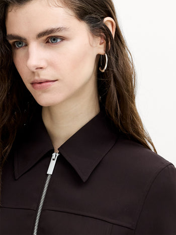 Vinnie Tailored Brown Zip Through Blouson Jacket