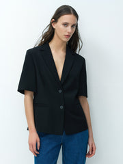 Vinnie Black Tailored Short Sleeve Blazer
