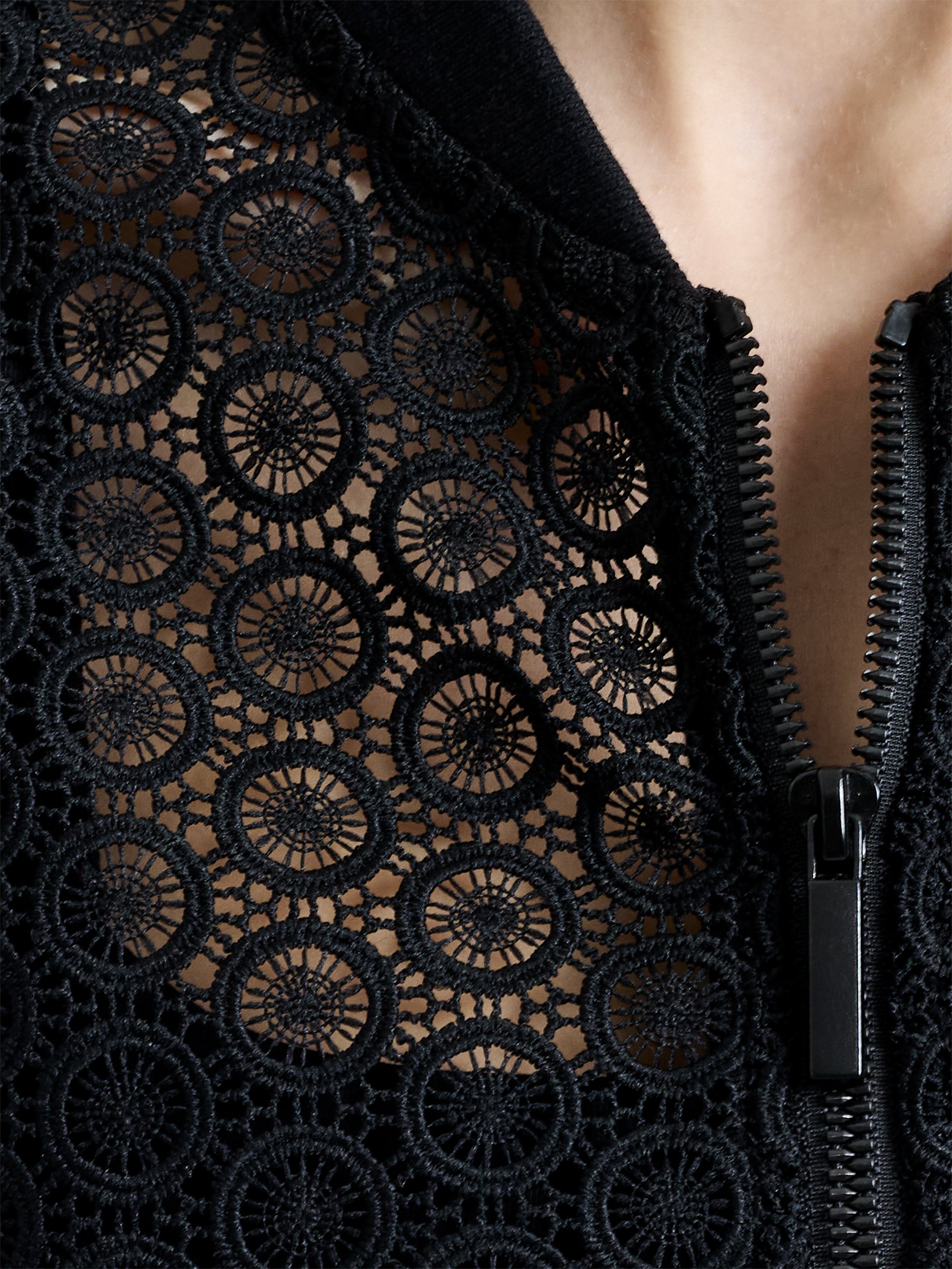 Krista Lace Mix Knit Bomber Jacket