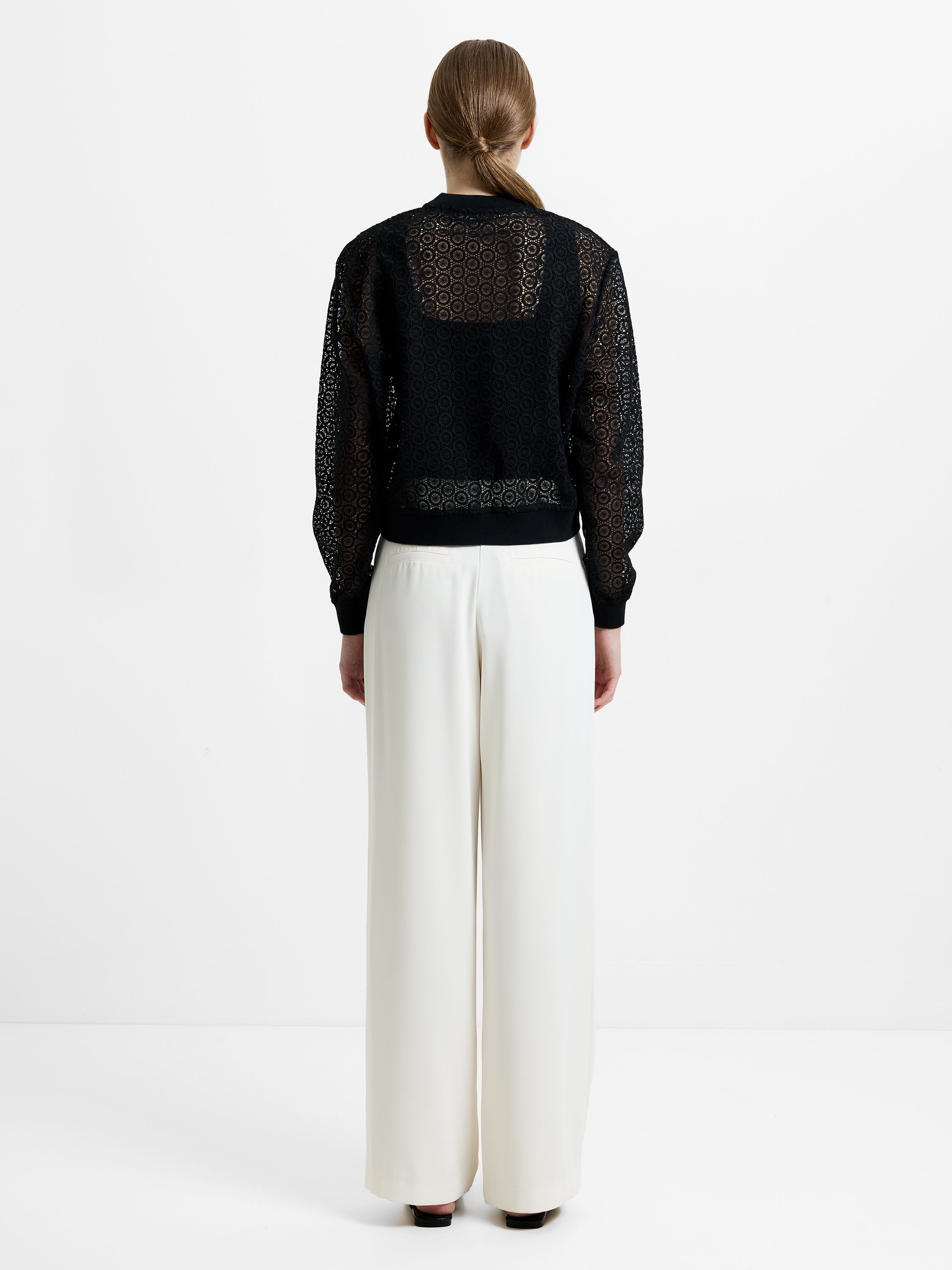 Krista Lace Mix Knit Bomber Jacket