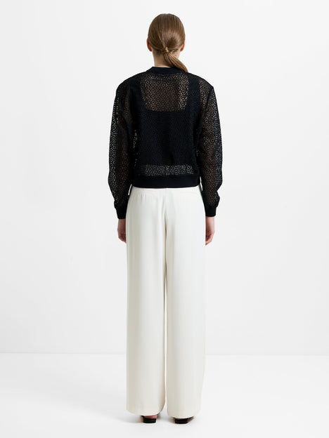 Krista Lace Mix Knit Bomber Jacket