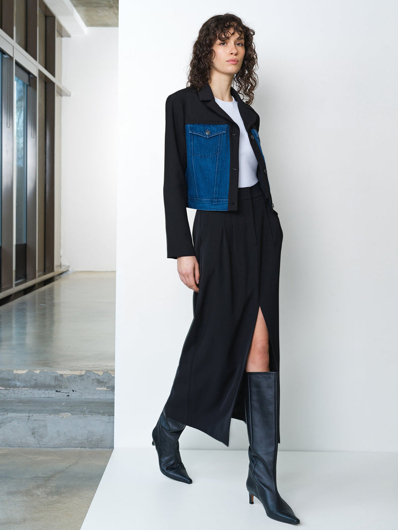 Kimberley Denim Mix Cropped Jacket