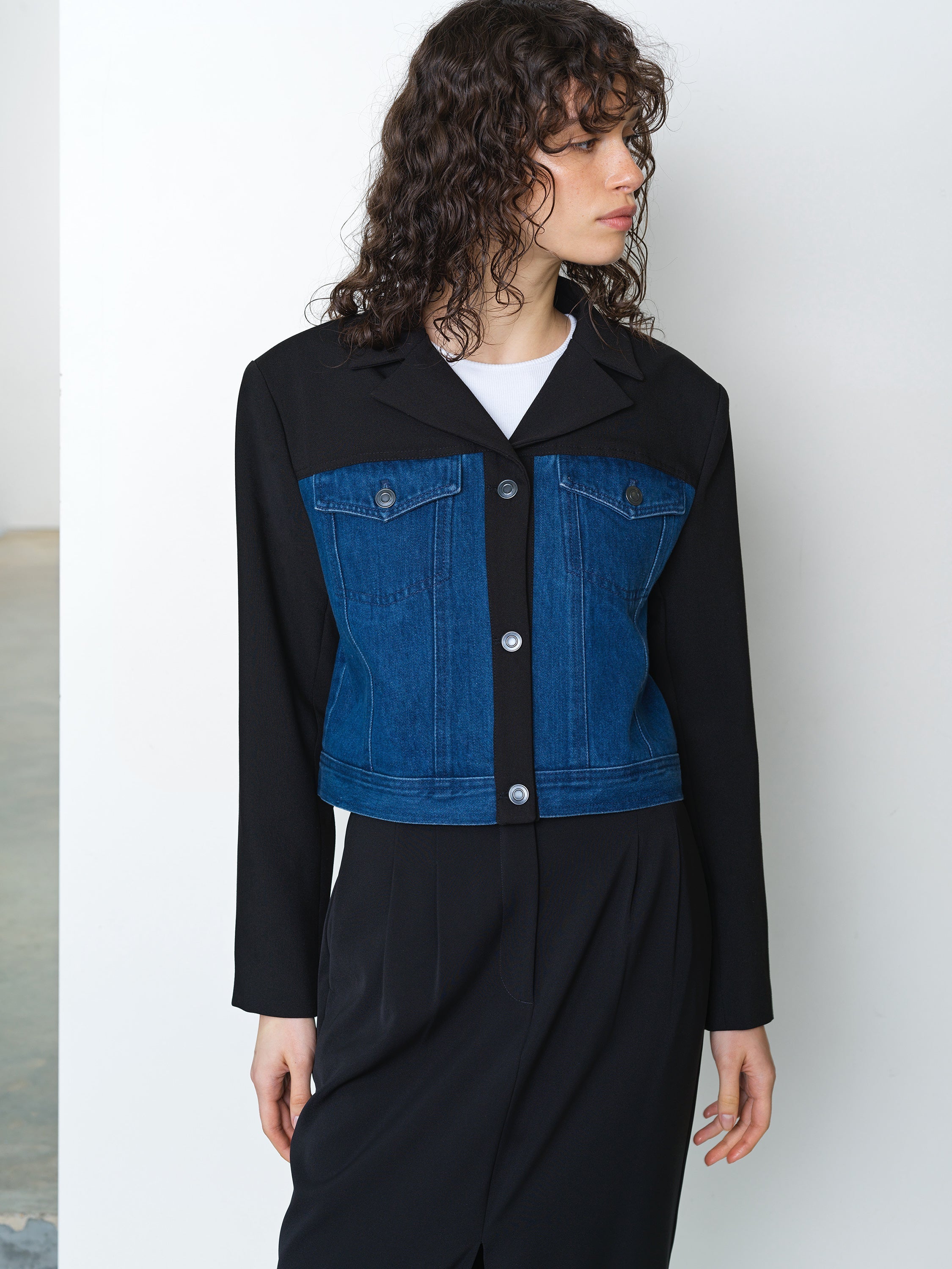 Kimberley Denim Mix Cropped Jacket