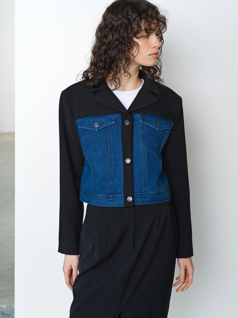 Kimberley Denim Mix Cropped Jacket