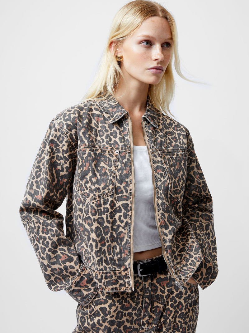 Charlie Leopard Print Denim Jacket