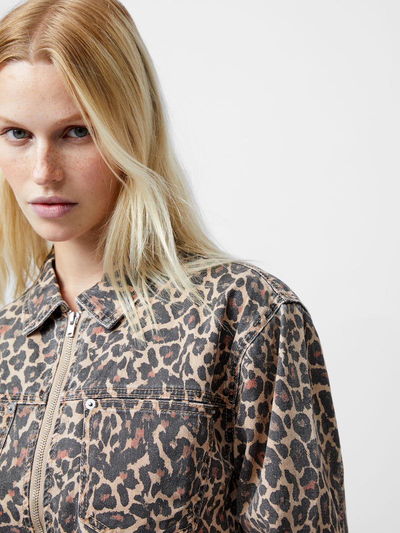 Charlie Leopard Print Denim Jacket