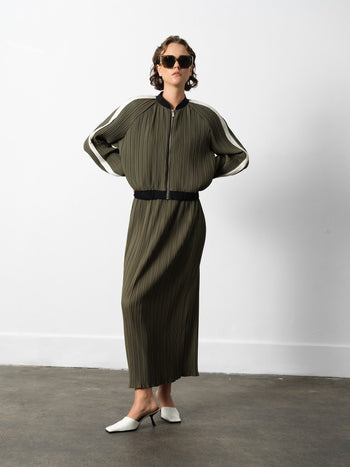 Niri Plisse Bomber Jacket