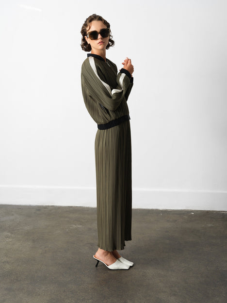 Niri Plisse Bomber Jacket