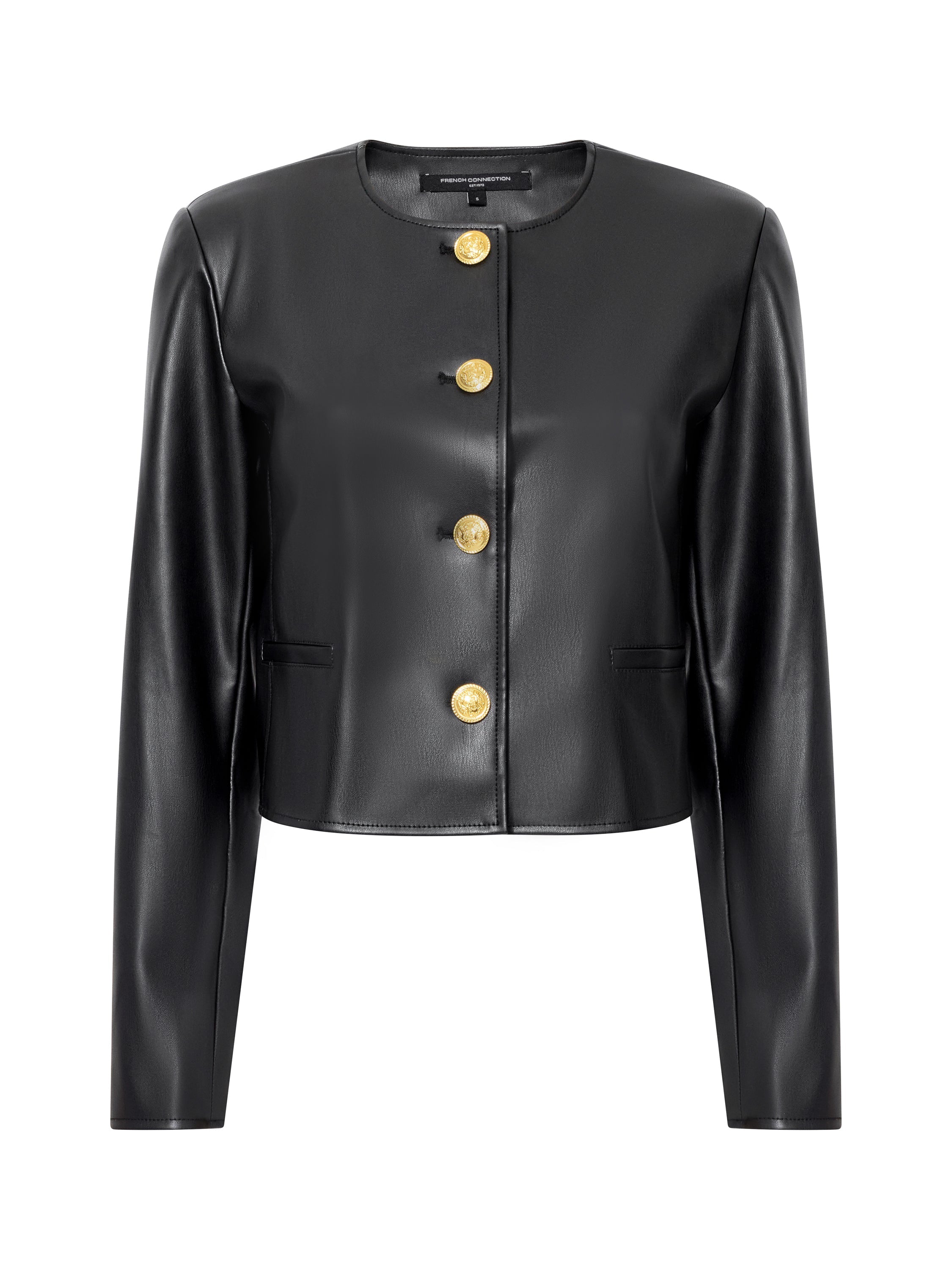 Dessa Faux Leather Cropped Jacket