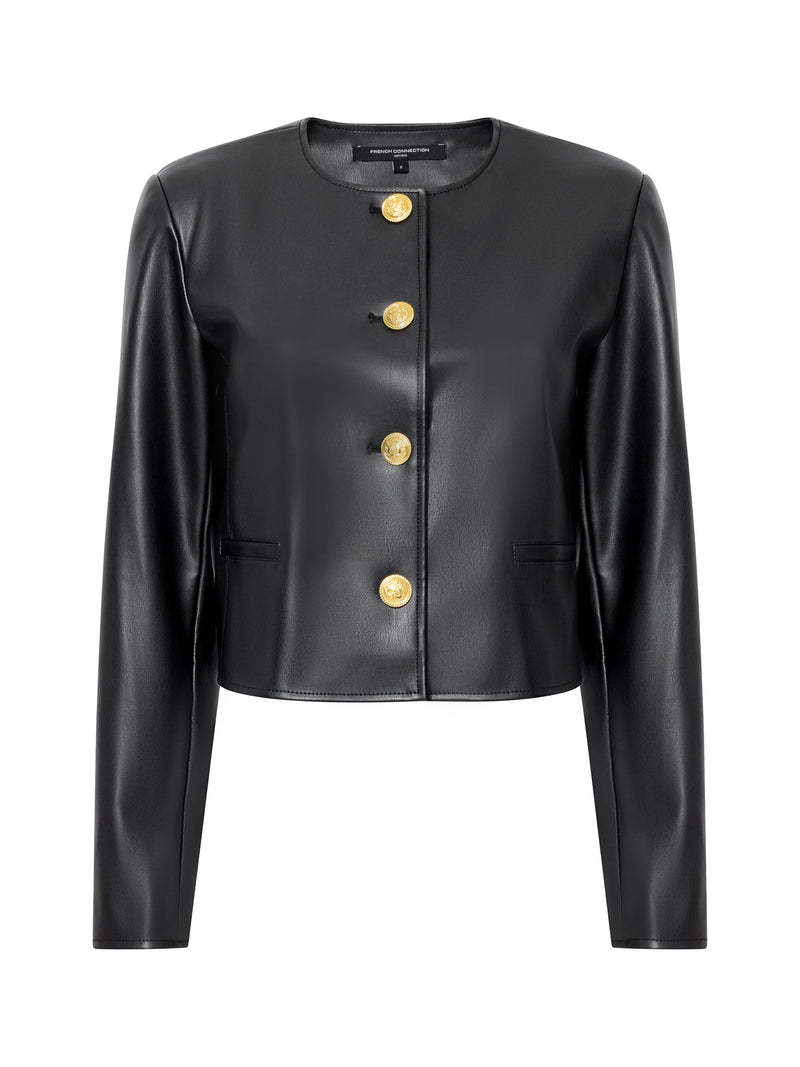 Dessa Faux Leather Cropped Jacket