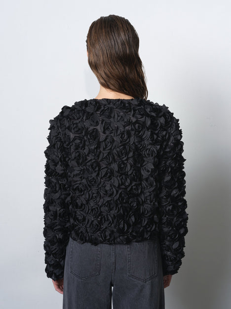 Verity 3D Floral Textured Cropped Jacket