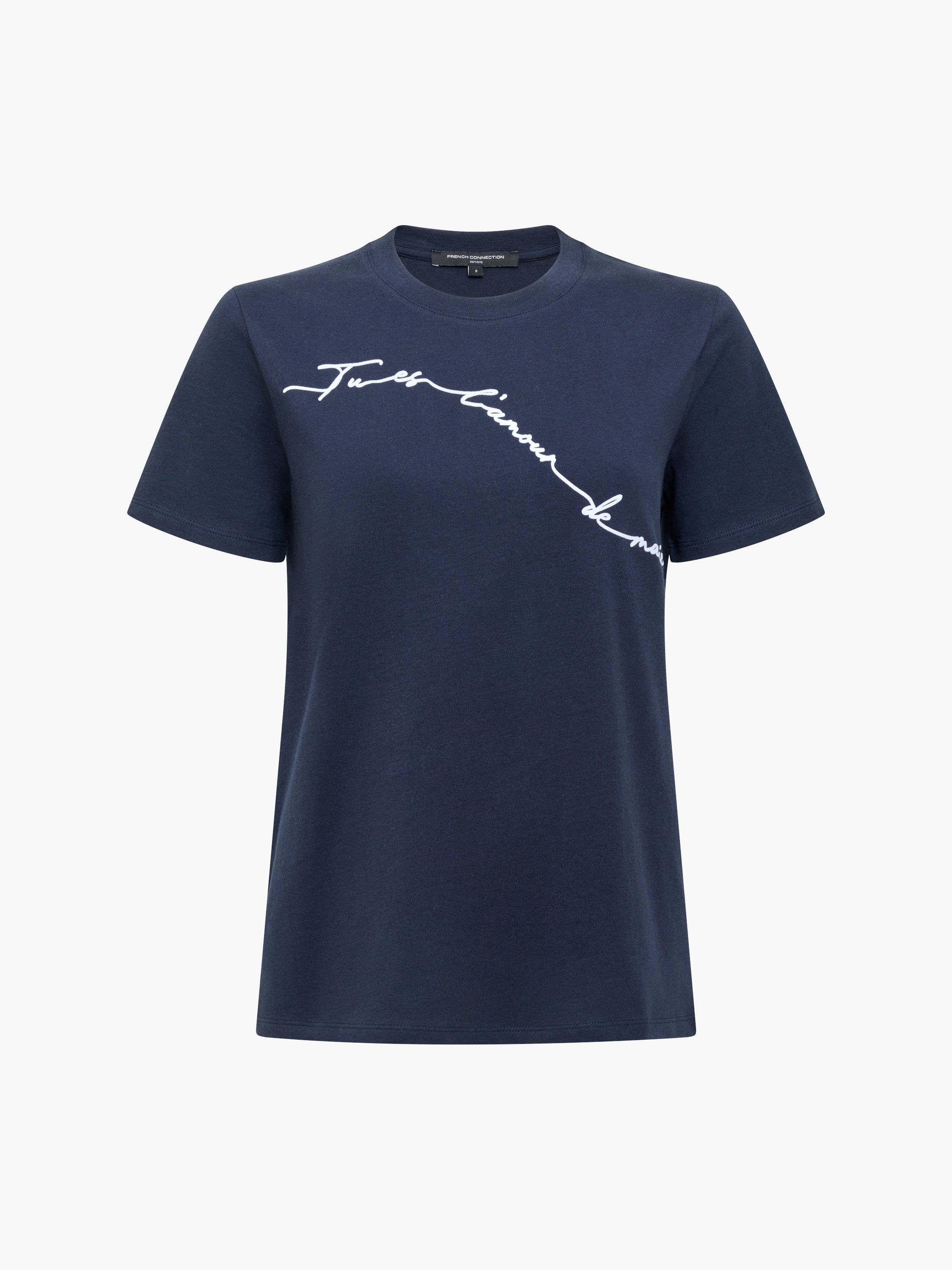 Love Of My Life Flocked Script Navy Blue Cotton T-Shirt
