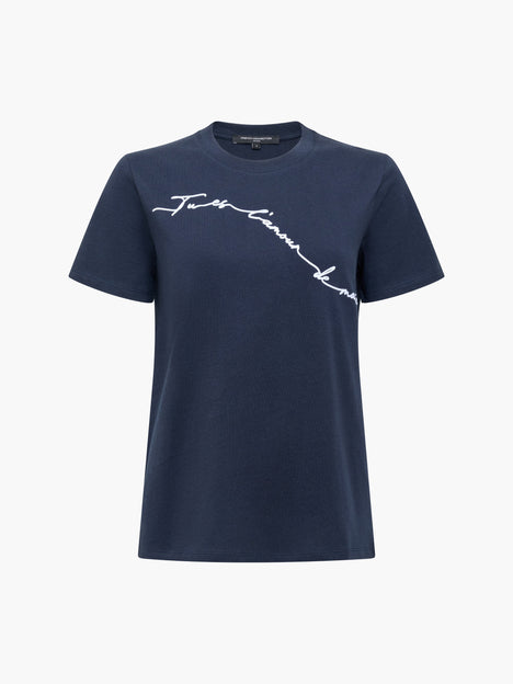 Love Of My Life Flocked Script Navy Blue Cotton T-Shirt