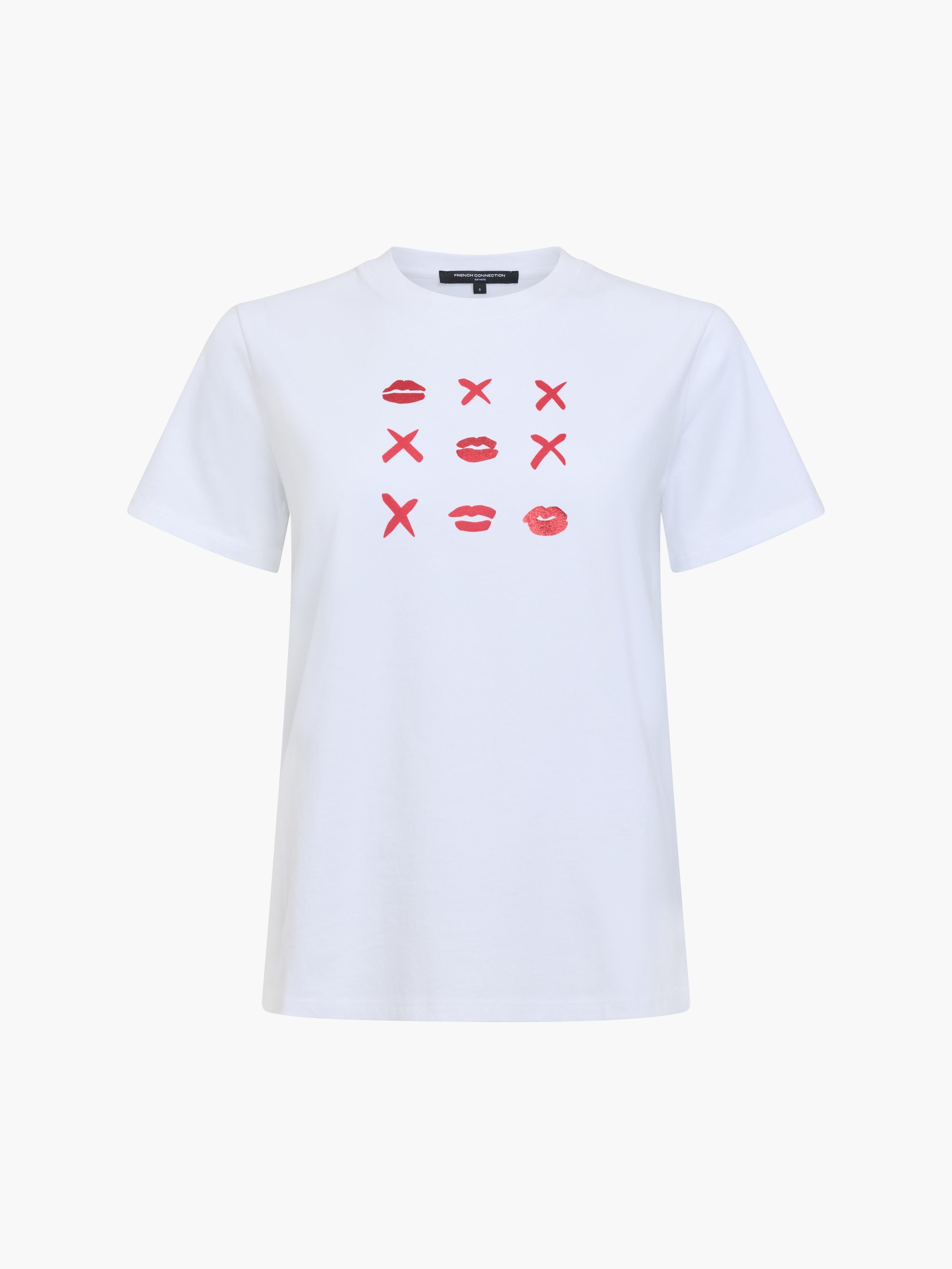 Peached Cotton White Noughts and Kisses Graphic T-Shirt