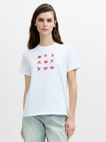 Peached Cotton White Noughts and Kisses Graphic T-Shirt