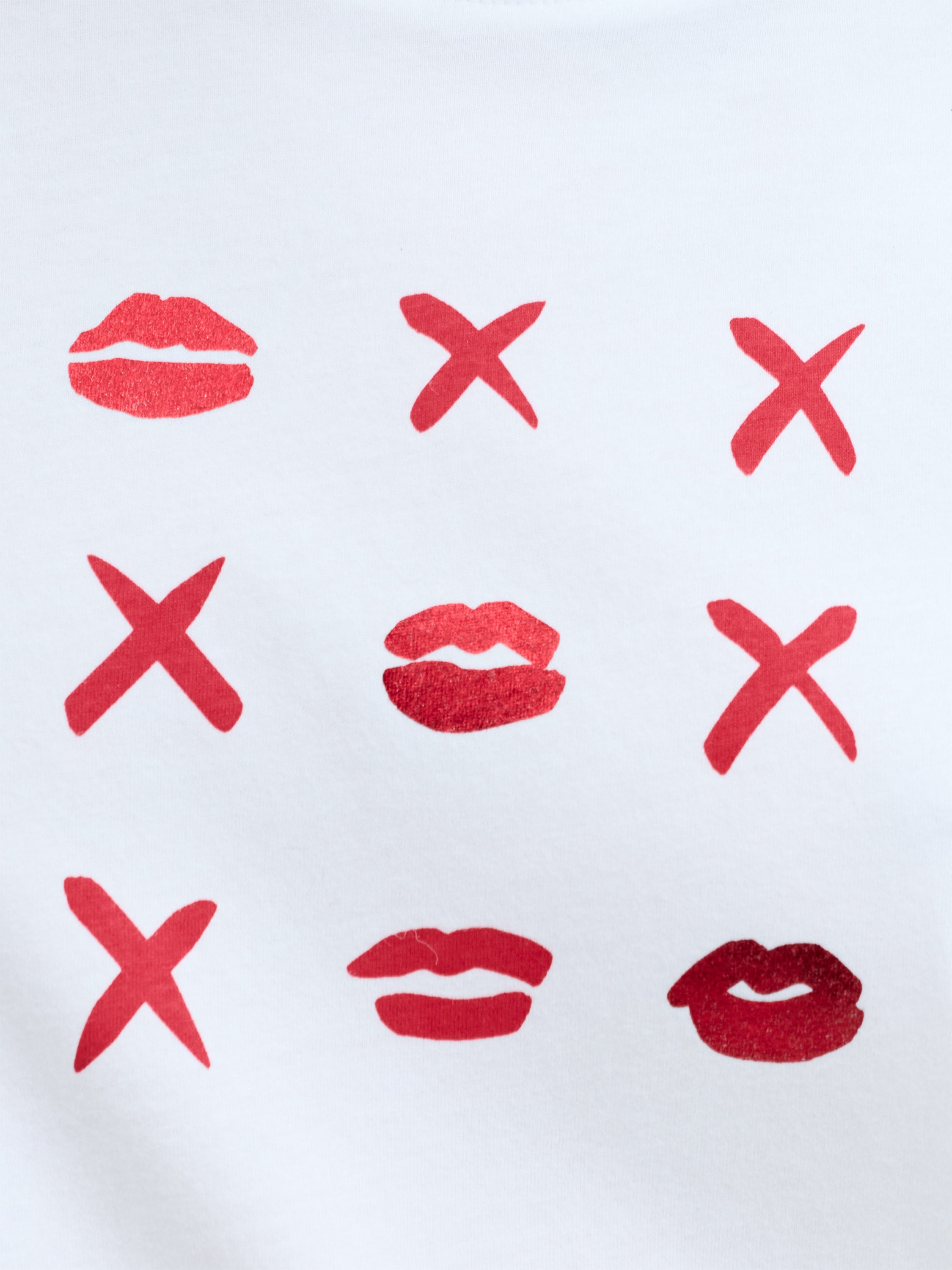 Peached Cotton White Noughts and Kisses Graphic T-Shirt