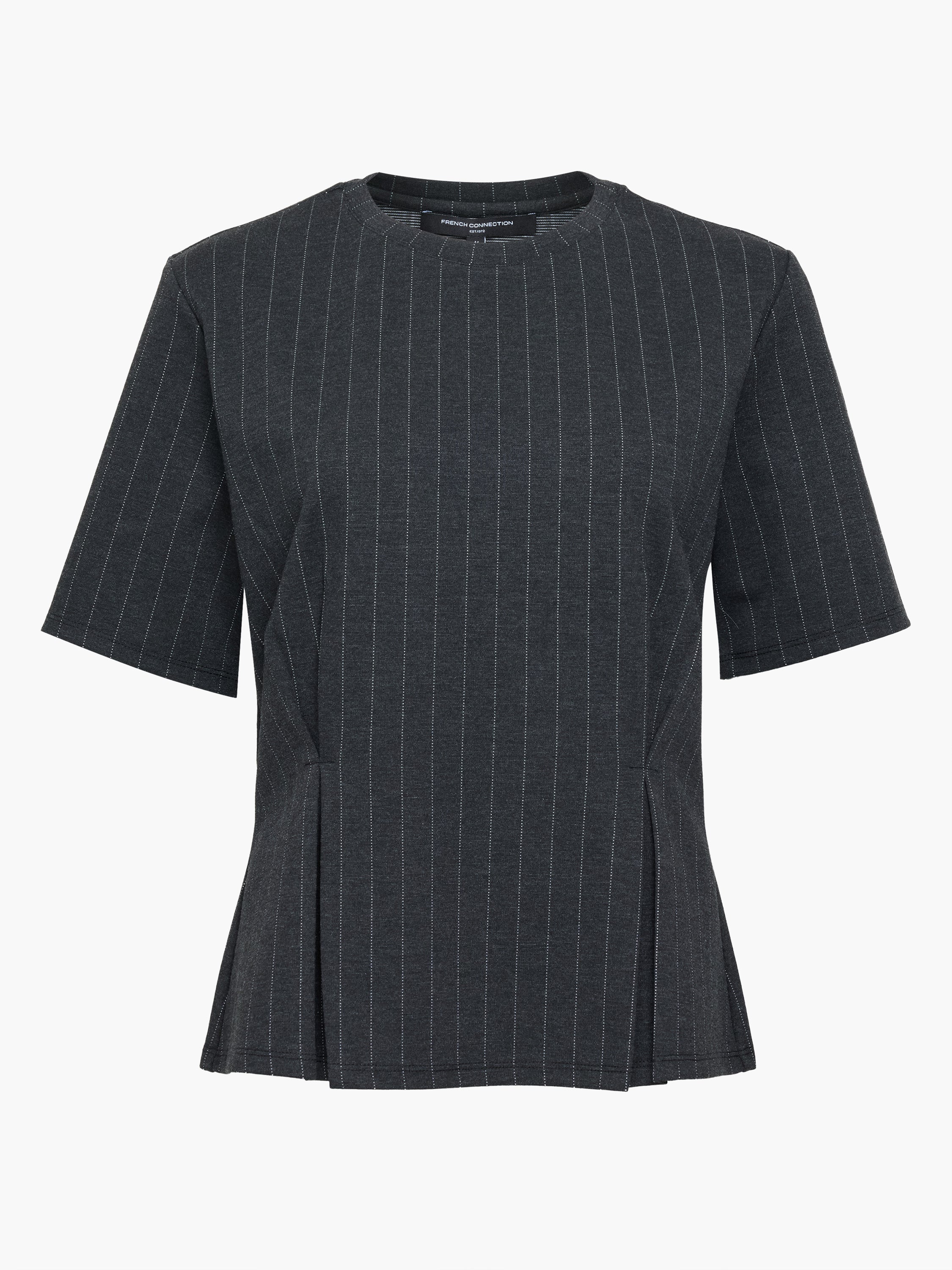Sarai Grey Pinstripe Pleat Detail T-Shirt