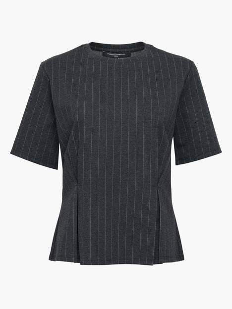 Sarai Grey Pinstripe Pleat Detail T-Shirt