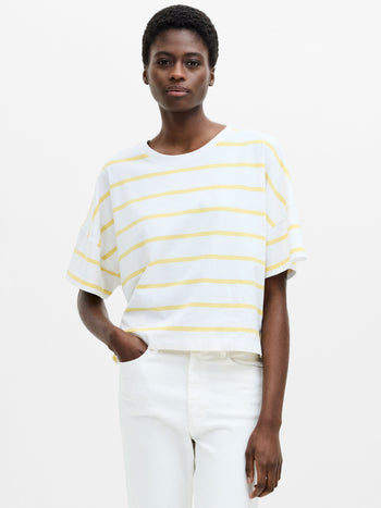 Striped Stepped Hem T-Shirt