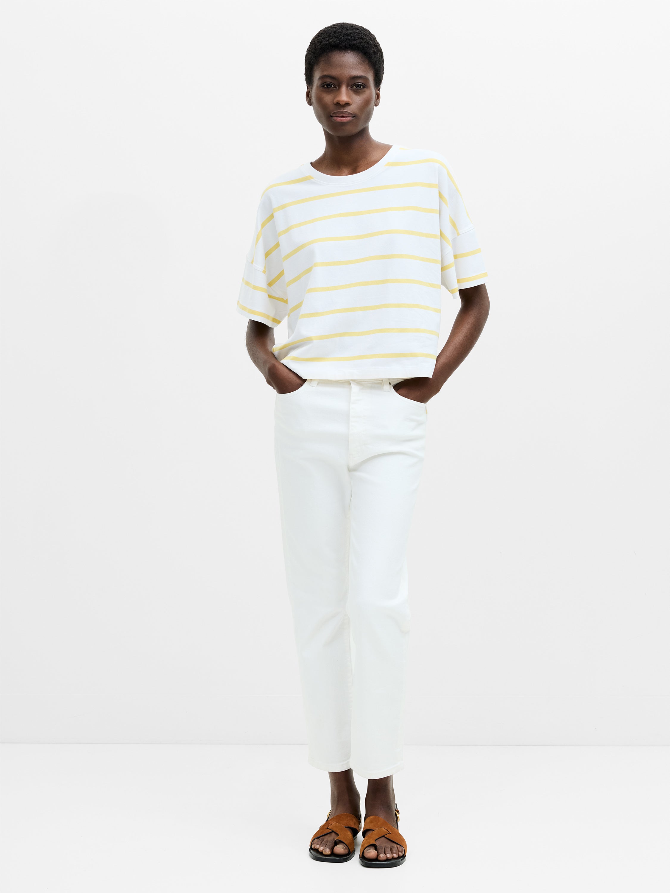 Striped Stepped Hem T-Shirt