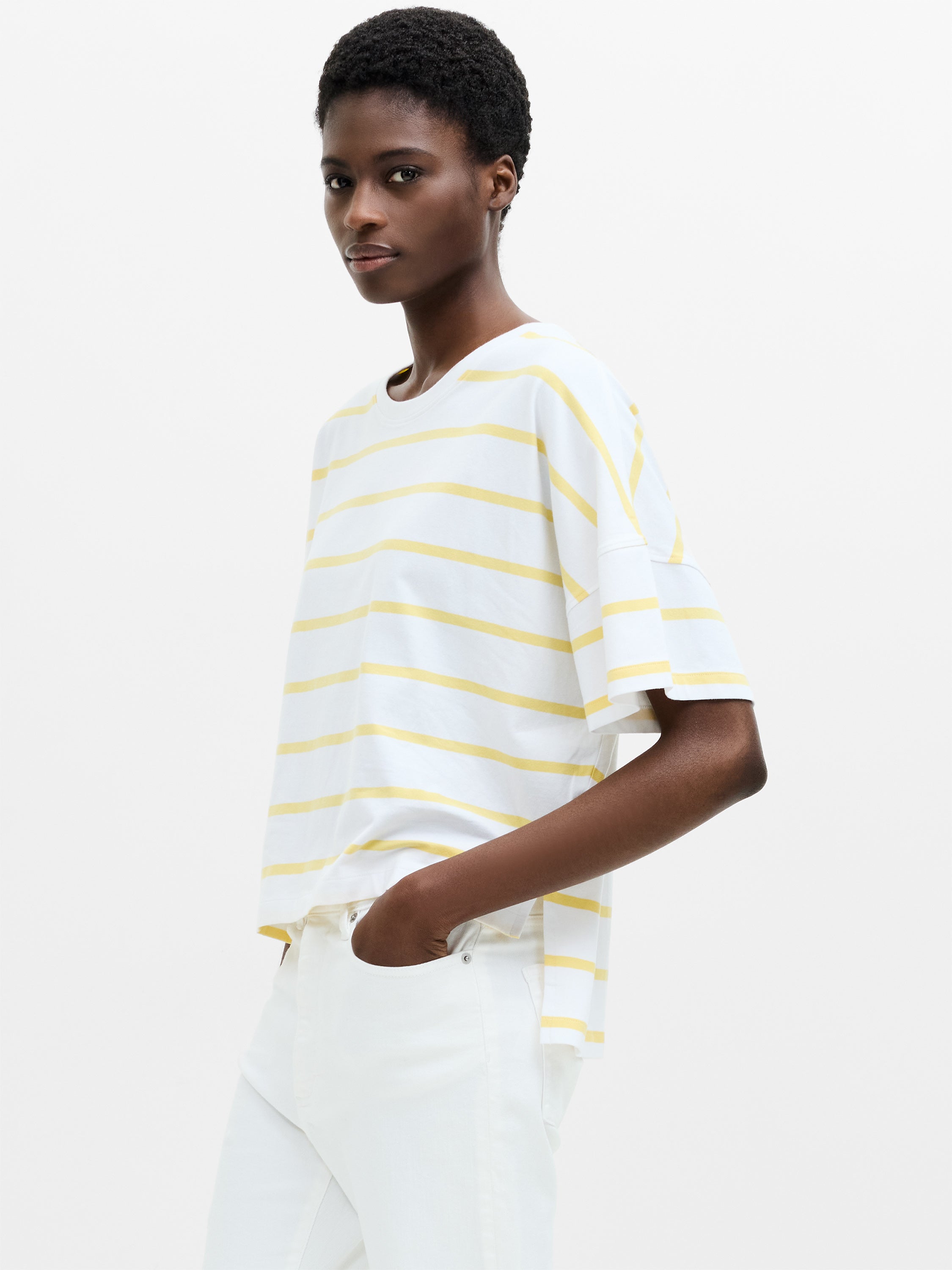 Striped Stepped Hem T-Shirt