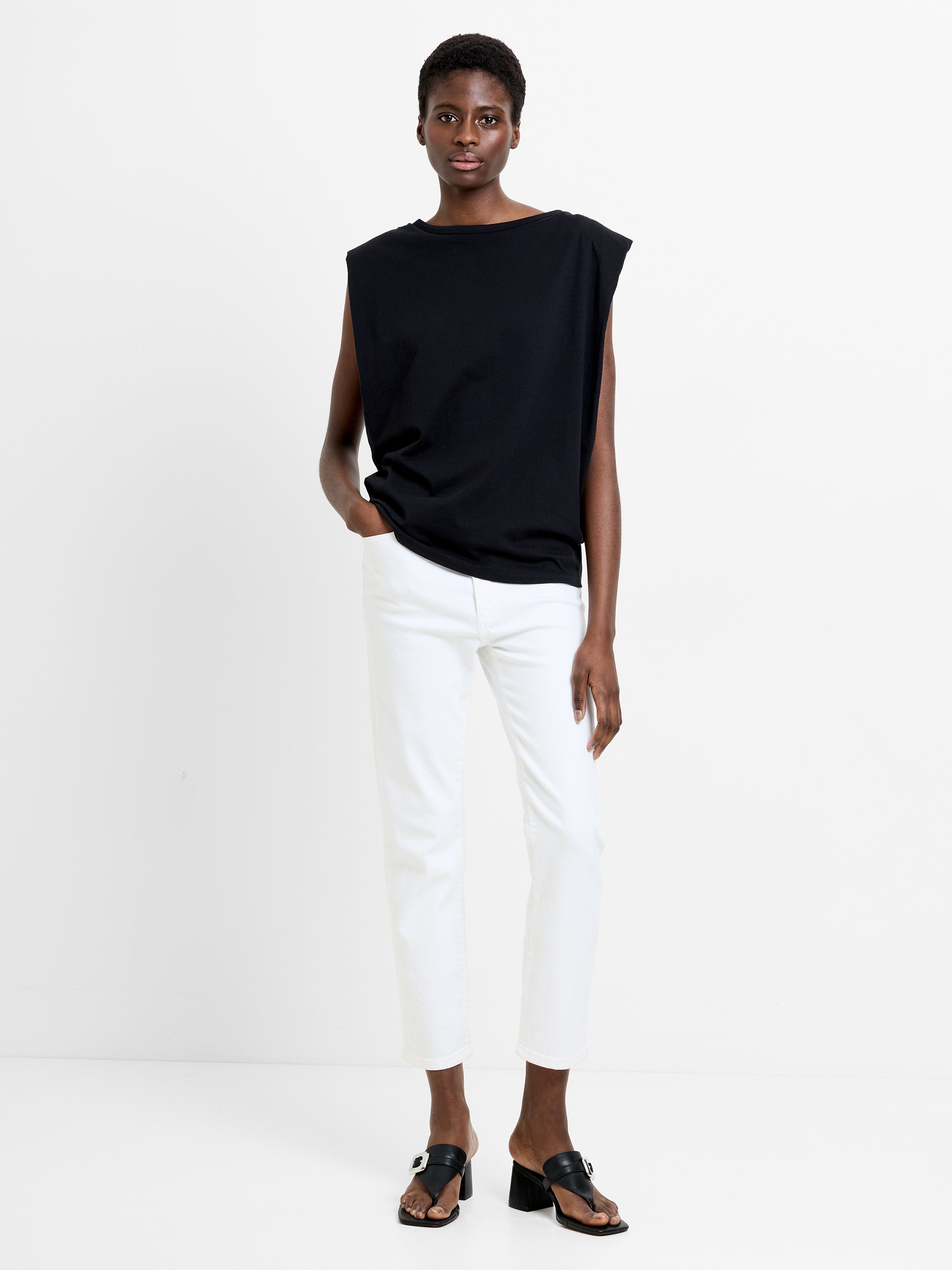 Shoulder Pad Sleeveless T-Shirt