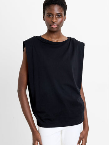 Shoulder Pad Sleeveless T-Shirt