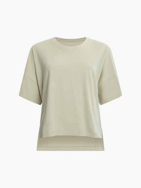 Brushed Cotton Stepped Hem T-Shirt