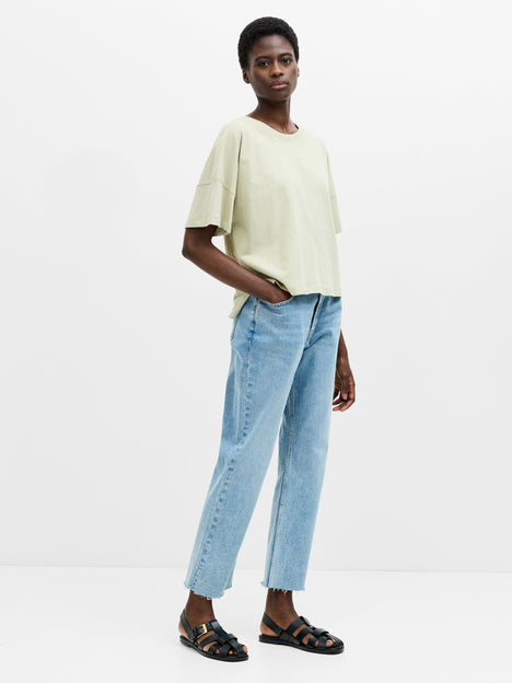 Brushed Cotton Stepped Hem T-Shirt