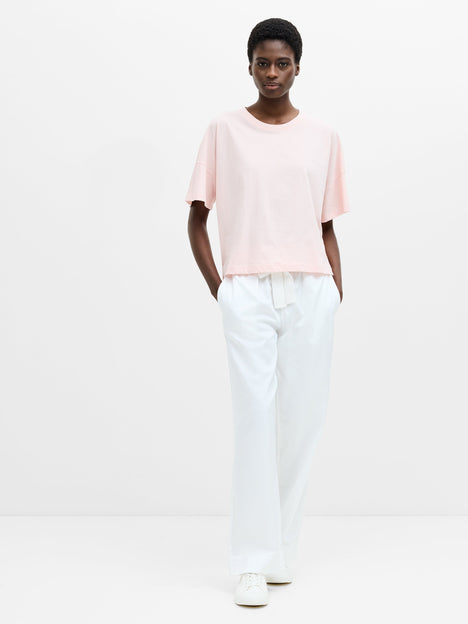 Brushed Cotton Stepped Hem T-Shirt