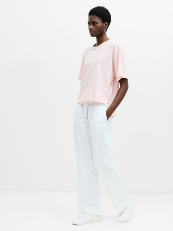 Brushed Cotton Stepped Hem T-Shirt