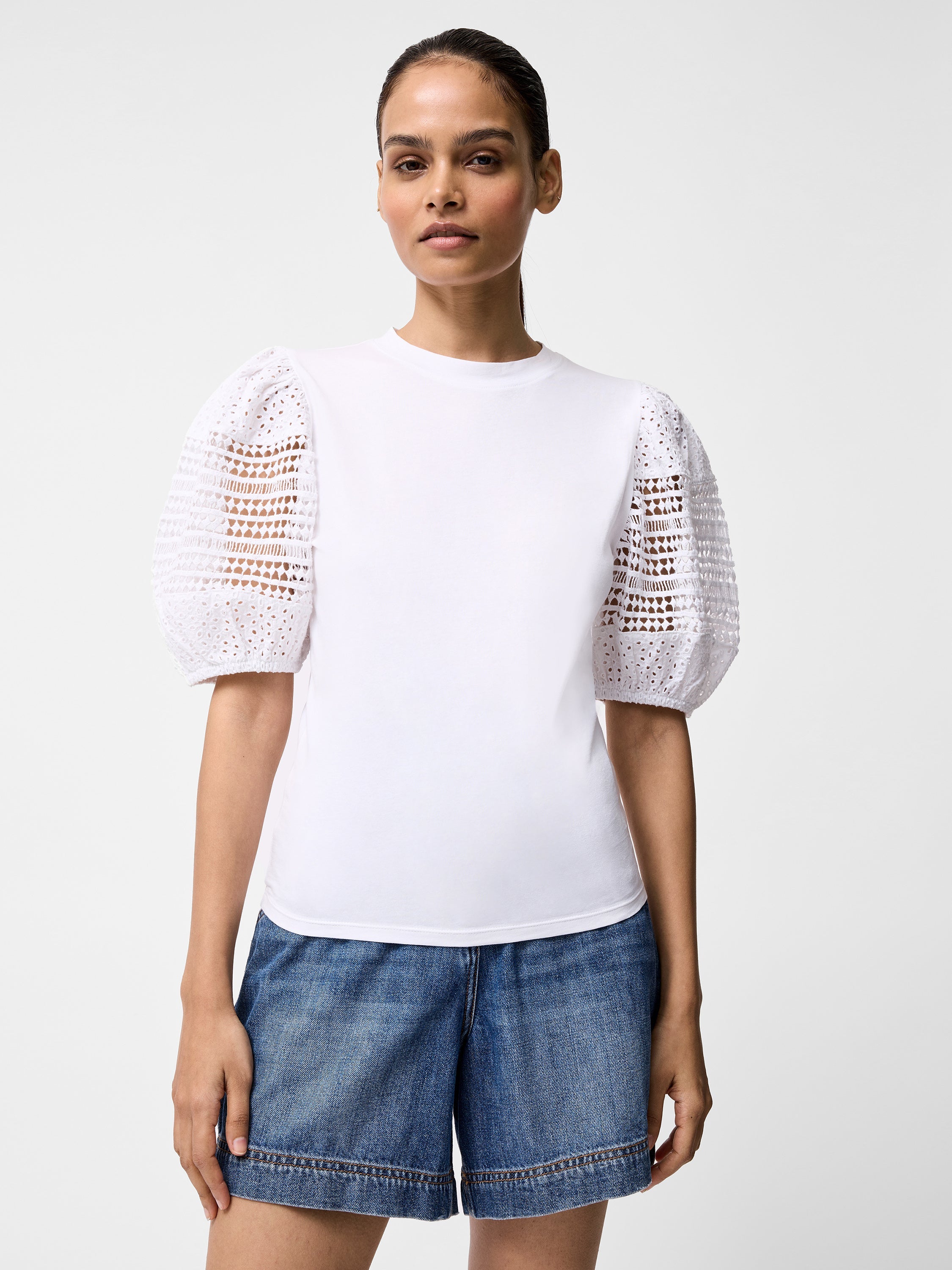 Crochet Lace Puff Sleeve Top