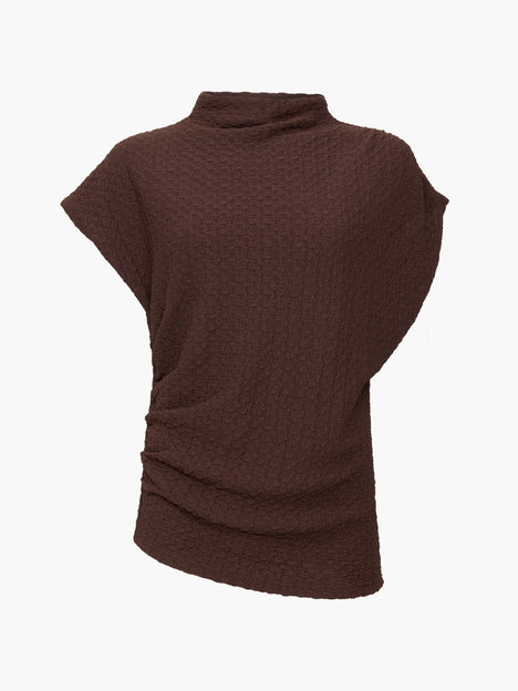 Textured Short Sleeve Ruched T-Shirt