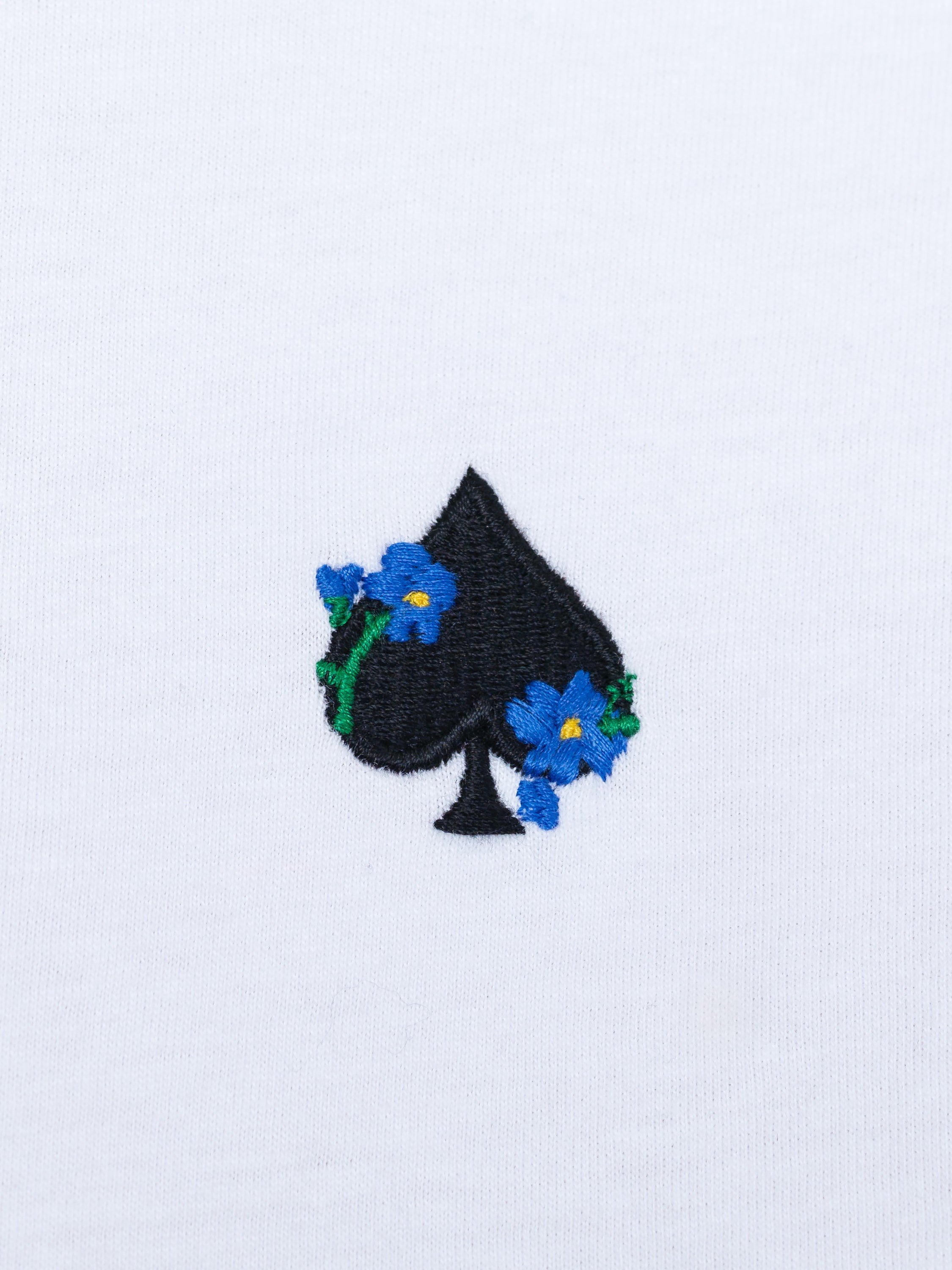 Ace of Spades Floral Embroidered White Graphic T-Shirt