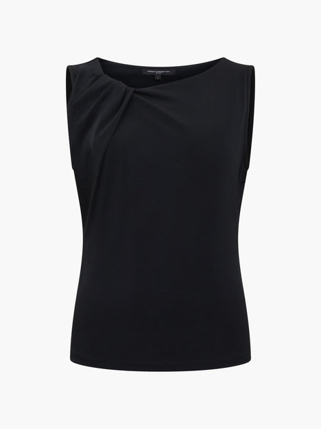 Samira Jersey Sleeveless Asymmetric Black Top