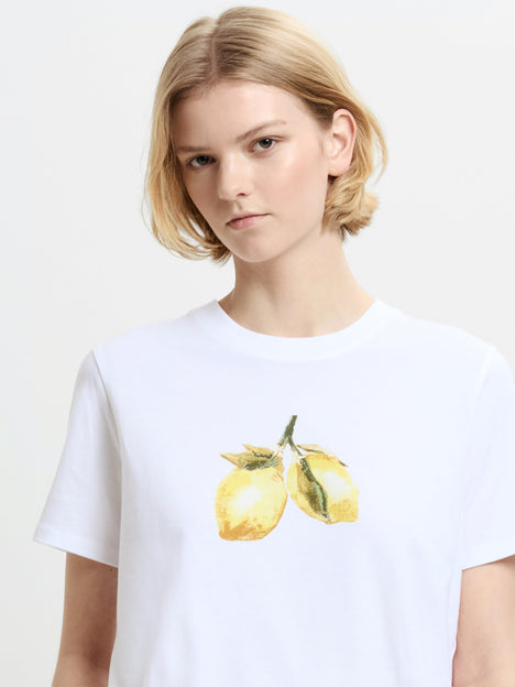 Lemons White Cotton Graphic T-Shirt