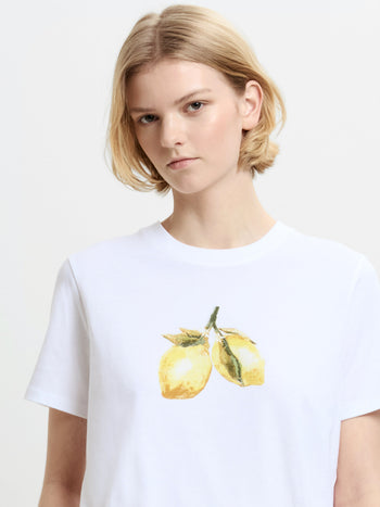 Lemons White Cotton Graphic T-Shirt