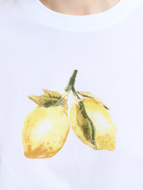 Lemons White Cotton Graphic T-Shirt