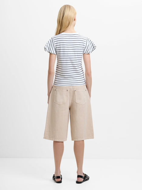 Aliyana Jersey Striped Ruffled Sleeves T-Shirt