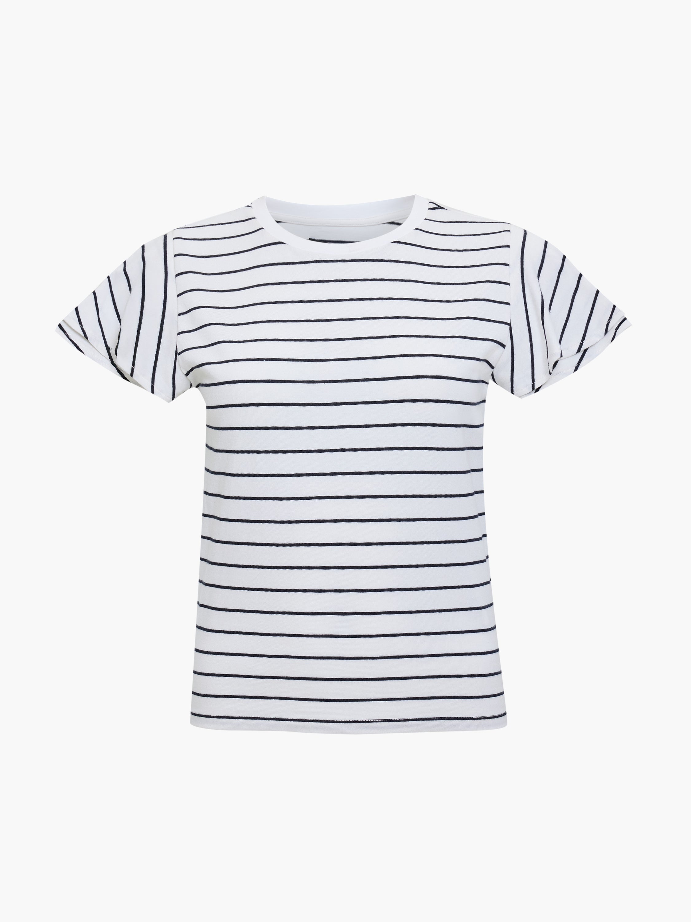 Aliyana Jersey Striped Ruffled Sleeves T-Shirt