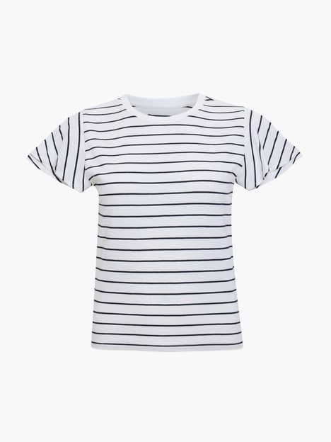 Aliyana Jersey Striped Ruffled Sleeves T-Shirt