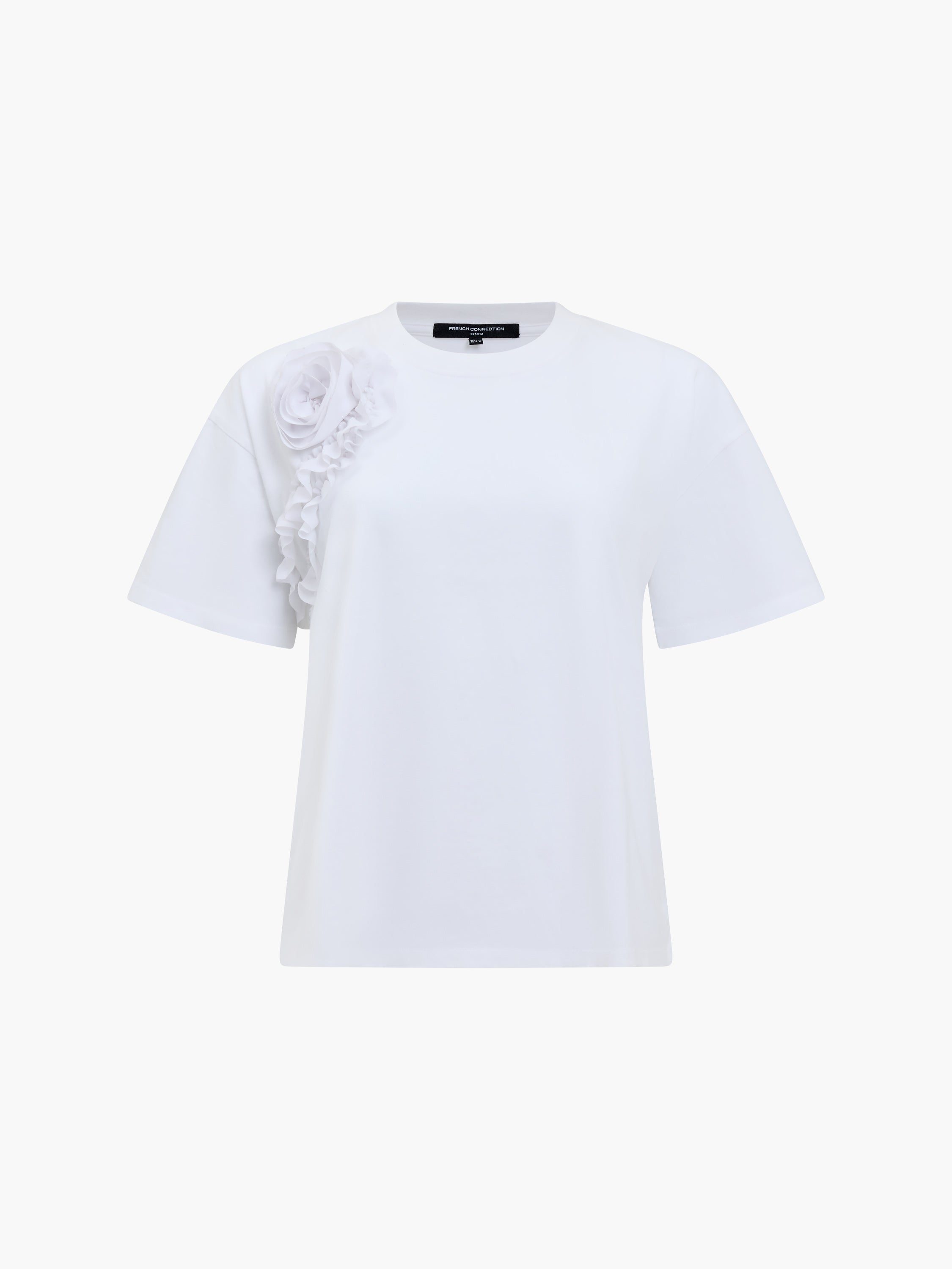 Cotton Crepe Mix Ruffle T-Shirt