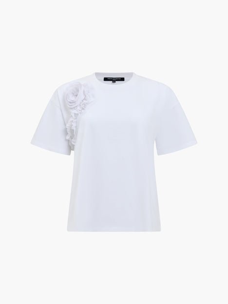 Cotton Crepe Mix Ruffle T-Shirt