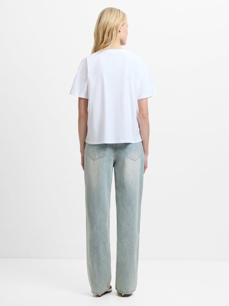 Cotton Crepe Mix Ruffle T-Shirt