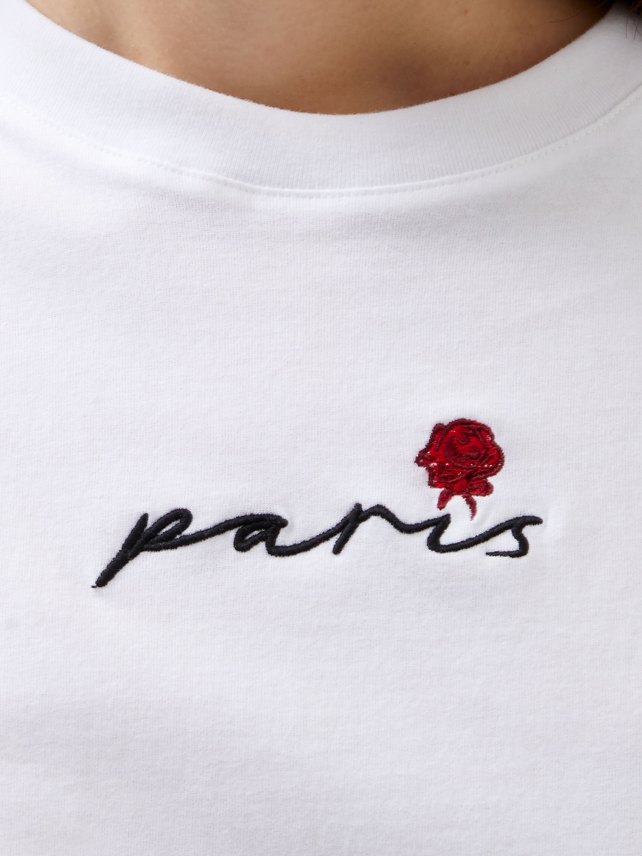 Paris Rose Embroidery T-Shirt